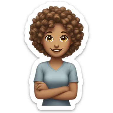 Girl with curly hair smiling  sticker