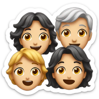 4 persons happily surprised sticker