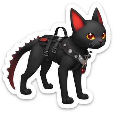 cool edgy black punk red ethereal fantasy nargacuga-bat-cat-Fakemon collar harness full body sticker