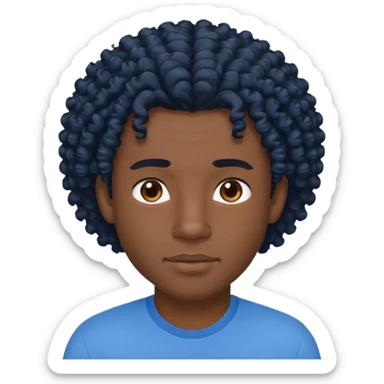curly haired blue shirt black man  sticker