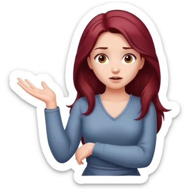 Beautiful long burgundy haired girl, shrugging shoulders sticker