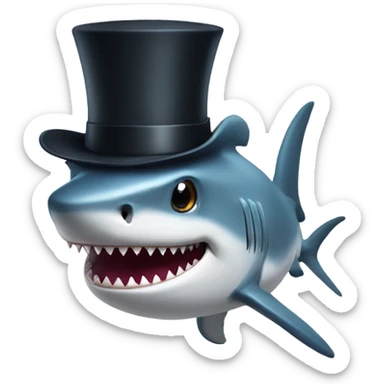 Shark with a top hat sticker