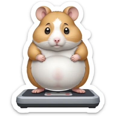 fat hamster pregnant belly stepping on a broken scale looking guilty sticker