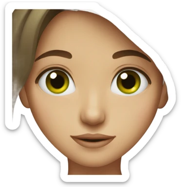brown hair green eye girl sticker