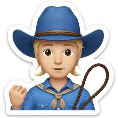 Cowboy blonde hair with blue hat and lasso sticker