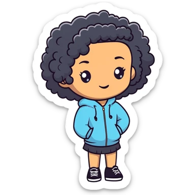 mixed-race girl with shaved curly black hair sticker