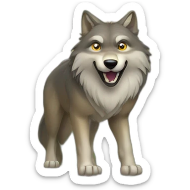 wolf entering a portal -hi res sticker