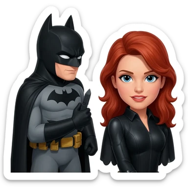 batman with black widow sticker