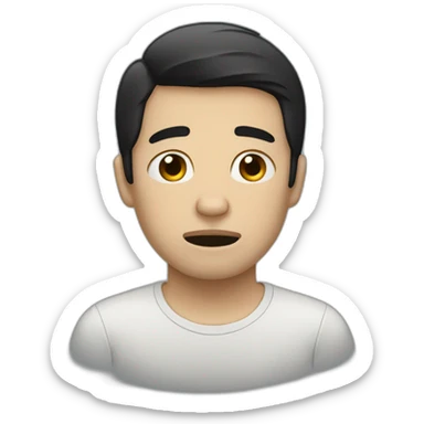 black haired white man crying with tears sticker