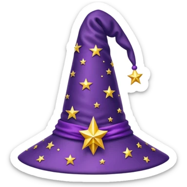 purple wizard hat with gold stars sticker