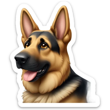 German shepherd with one ear down sticker