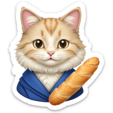 French cat with baguette  sticker