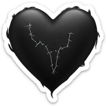 black heart with stitches on it sticker