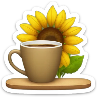 sunflower drinking coffee sticker