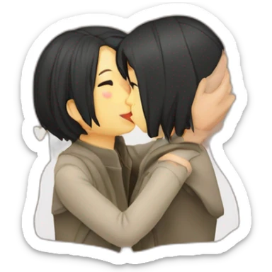 Lesbian couple kiss asian sticker