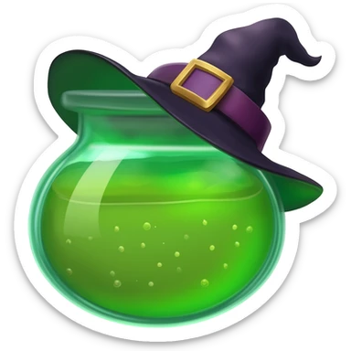 green witch cooking potion sticker