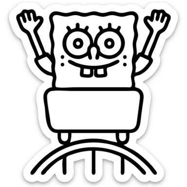 Bob l'éponge dans un montagnes russes, icône minimaliste, contours noirs sticker