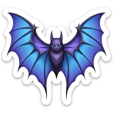 Dark fantasy bat wings, symmetrical, sharp edges, deep black with subtle blue-purple highlights, realistic, high detail, isolated on black background sticker