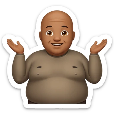 Fat black bald guy shrugging sticker
