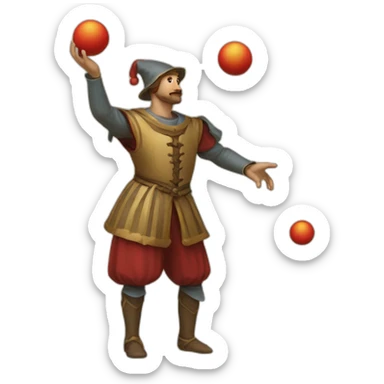 medieval juggler juggling 4 balls sticker