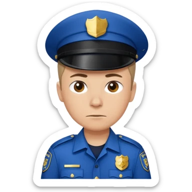 Police man wearing Blue uniform without hat or cap sticker