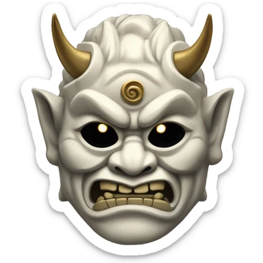 marble japanese oni mask sticker