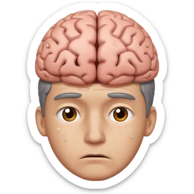 a worried man that dont know what to do and with the brain out of your opened head sticker