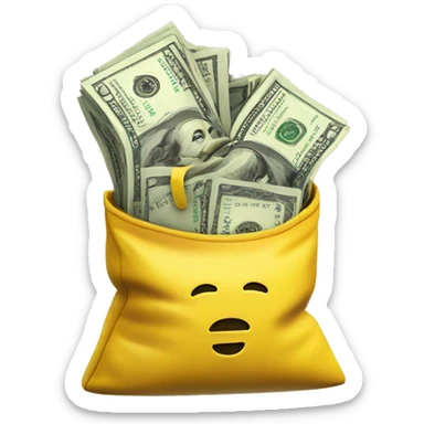 Yellow bag of money with dollar sign in the middle  sticker