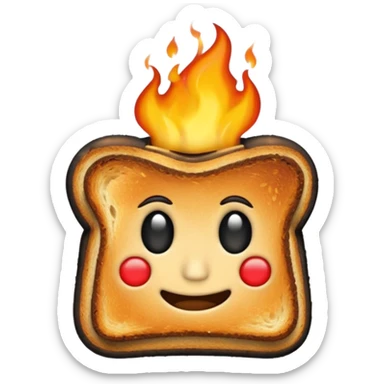 flaming burnt toast sticker