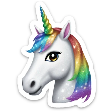 Glittery rainbow-maned unicorn  sticker