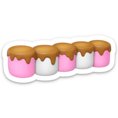 A stick with a line of marshmallows on it. The marshmallows should go pink and then white and then pink and then white and they should be perfectly toasted sticker