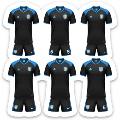 collection maillot de foot noir différents modèles sticker