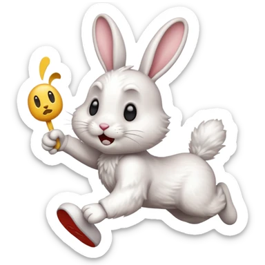 White rabbit running I’m late emoji  sticker
