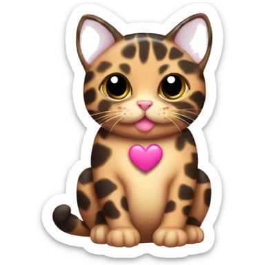 Tortoise shell cat with pink hearts sticker