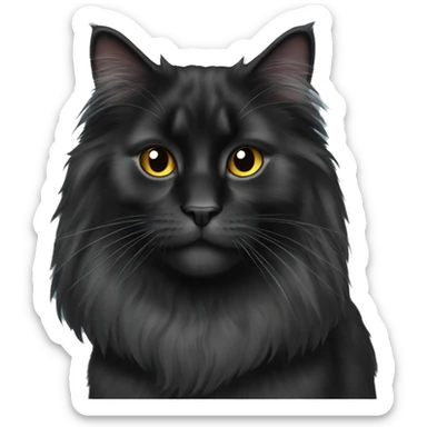 Black domestic longhair cat sticker