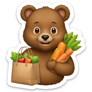 iphone bear emoji with grocery sticker