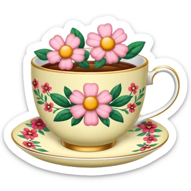 Floral print teacup  sticker