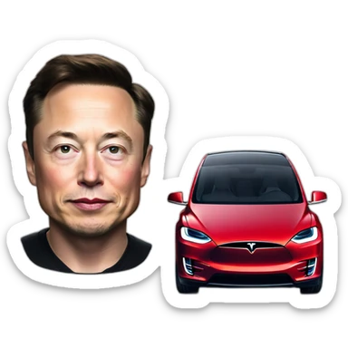 Elon Musk with a Tesla Model X sticker