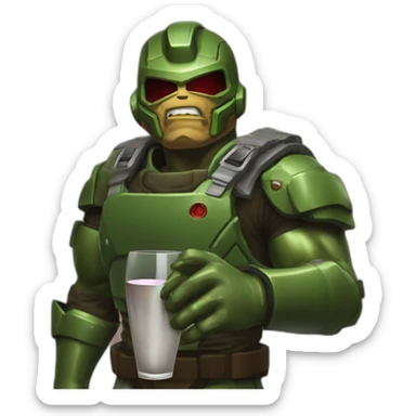 oldschool doomguy drinking wine sticker