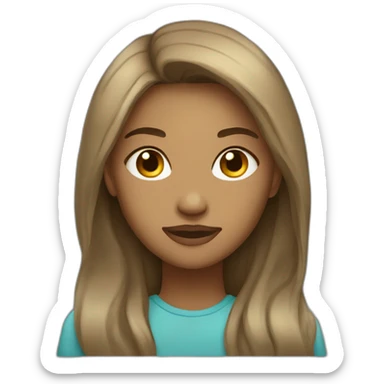 woman light brown skin long dark hair wake up sticker