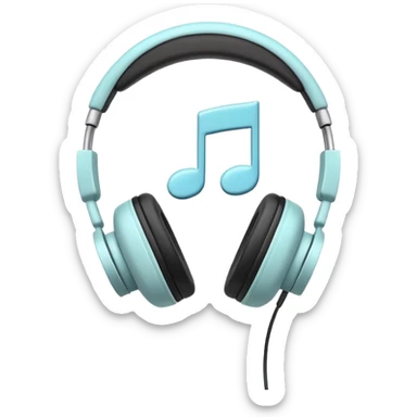 Minimalist headphones with a floating eighth note, soft lines, pastel background, symbolizing music as relaxation. sticker
