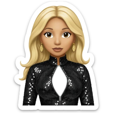 Tamar Braxton with long blonde hair, black sequin outfit sticker