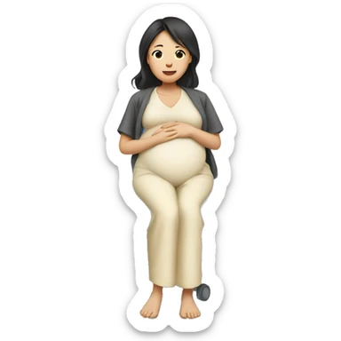 Pregnant Asian woman in the hospital sticker
