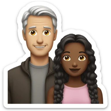 middle age white man and young black woman sticker