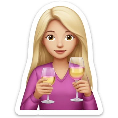 Person long hair with light pink wine sticker