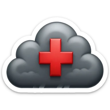 Red Cross symbol with dark storm cloud, representing negativity sticker