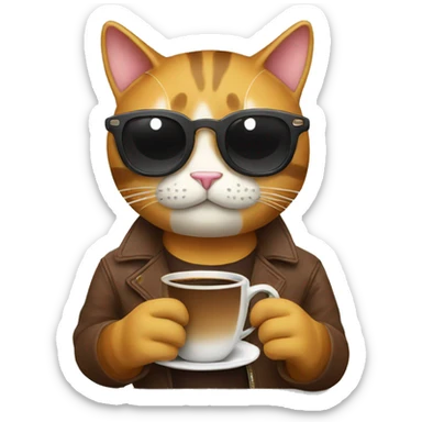 cool cat with coffee sticker