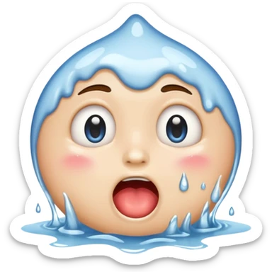 Make it emoji not a person Drooling and face wet and water is white sticker