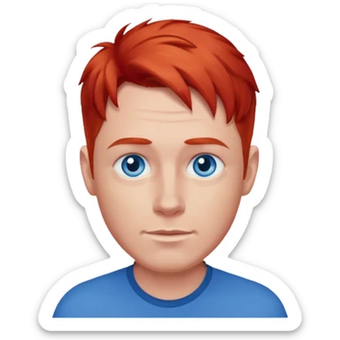 Dave Farrell with blue eyes, red hair sticker