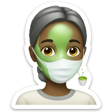  Blind Girl wearing a face mask drinking matcha  sticker